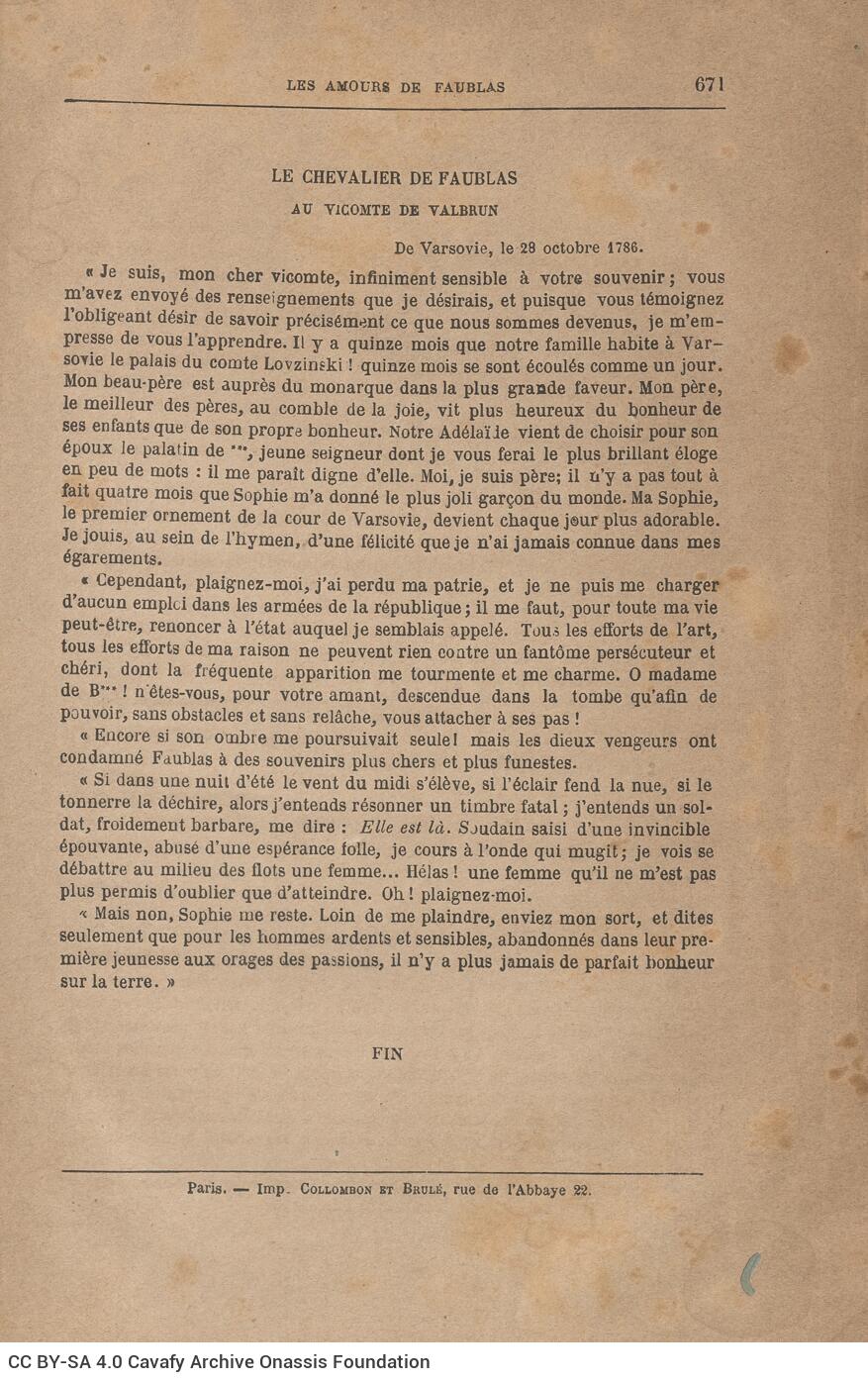 24.5 x 16 cm; 6 s.p. + 671 p. + 3 s.p., l. 2 half-title page with bookplate CPC and notes of year “1886” and number “44